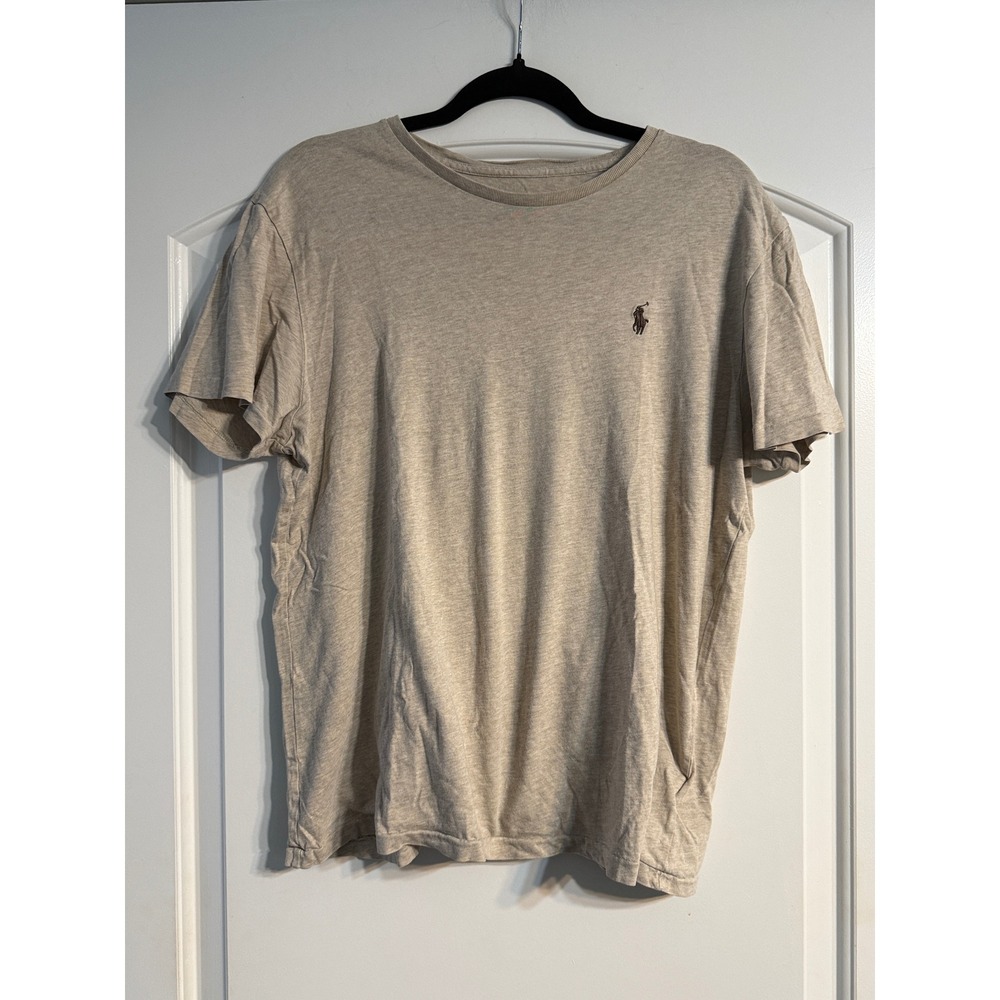 Polo Ralph Lauren T-Shirt M Tan Short Sleeve Pony Logo Tee Basics Classic Preppy